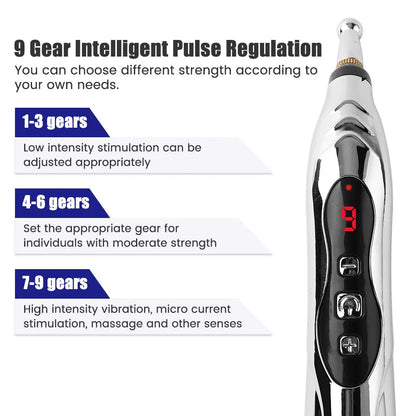 Microcurrent Massage Pen with 5 Attachments, 9 Intensity Settings & USB-C
