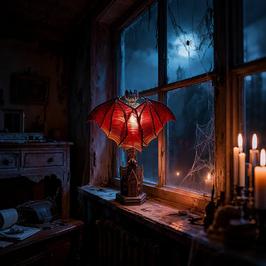 Decorative Table Lamp in Gothic Bat Design with Soft Ambient Light