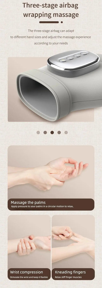 Cordless Hand Massager with Heat – Air Compression for Pain Relief in Fingers, Palm, and Wrist