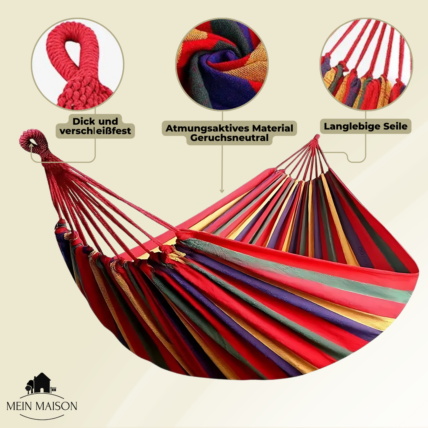 Canvas Hammock with Anti-Slip Design | Holds up to 200 kg