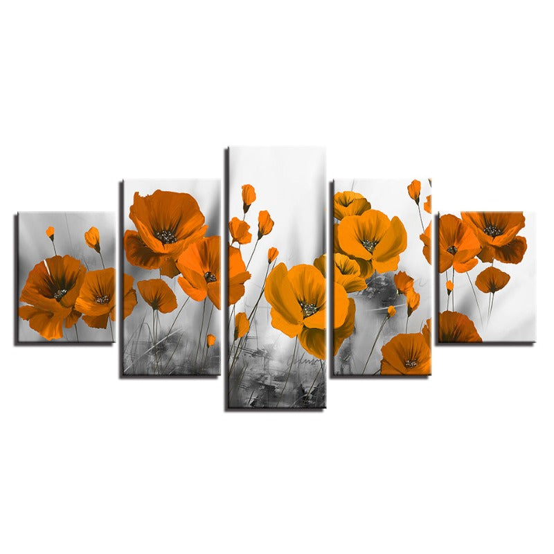 Vibrant Floral Canvas Art Set - 5 Panel Decorative Wall Decor