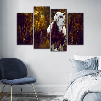 Serene Equine Elegance - 4 Piece Canvas Wall Art