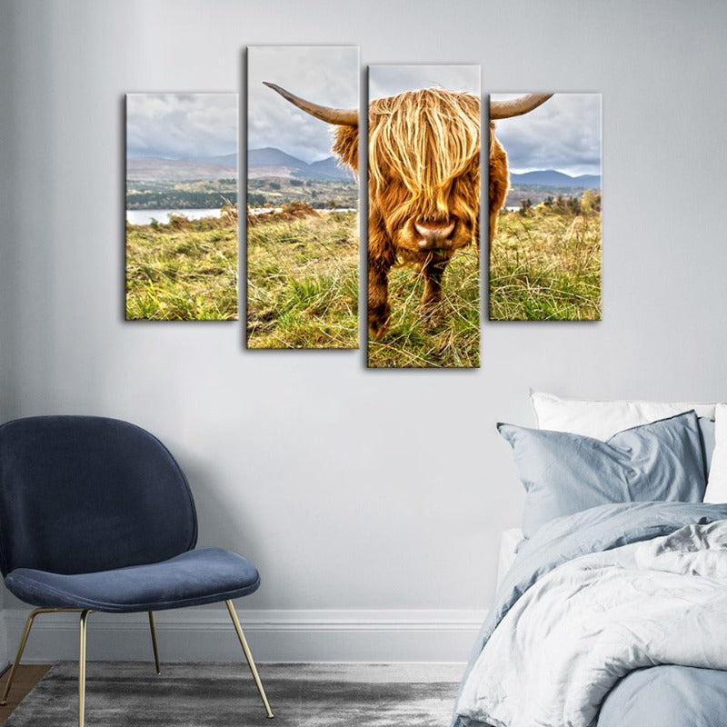Charming Cow Canvas Art Set – 4 Stunning Pieces for Your Walls