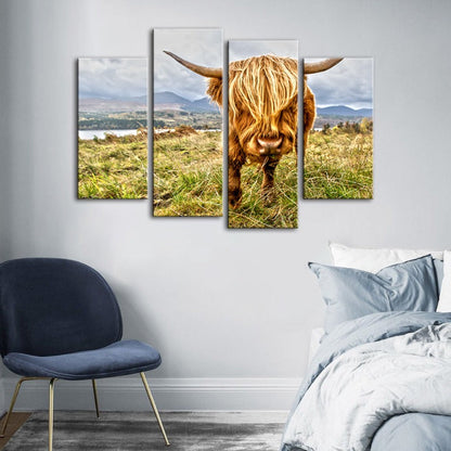 Charming Cow Canvas Art Set – 4 Stunning Pieces for Your Walls