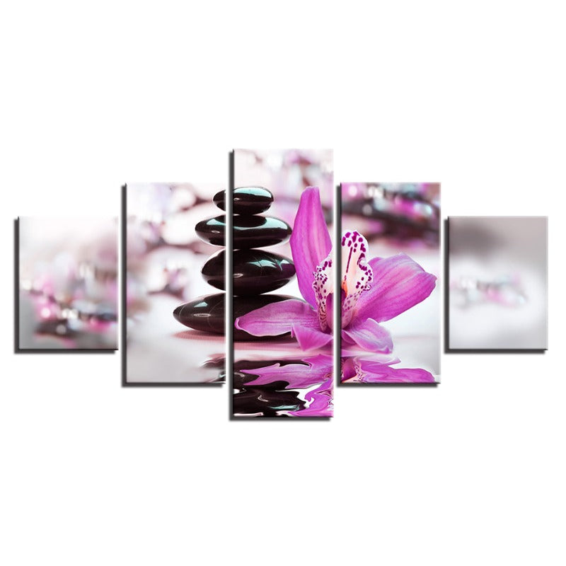 Stunning Five-Piece Canvas Art with Blooming Flower