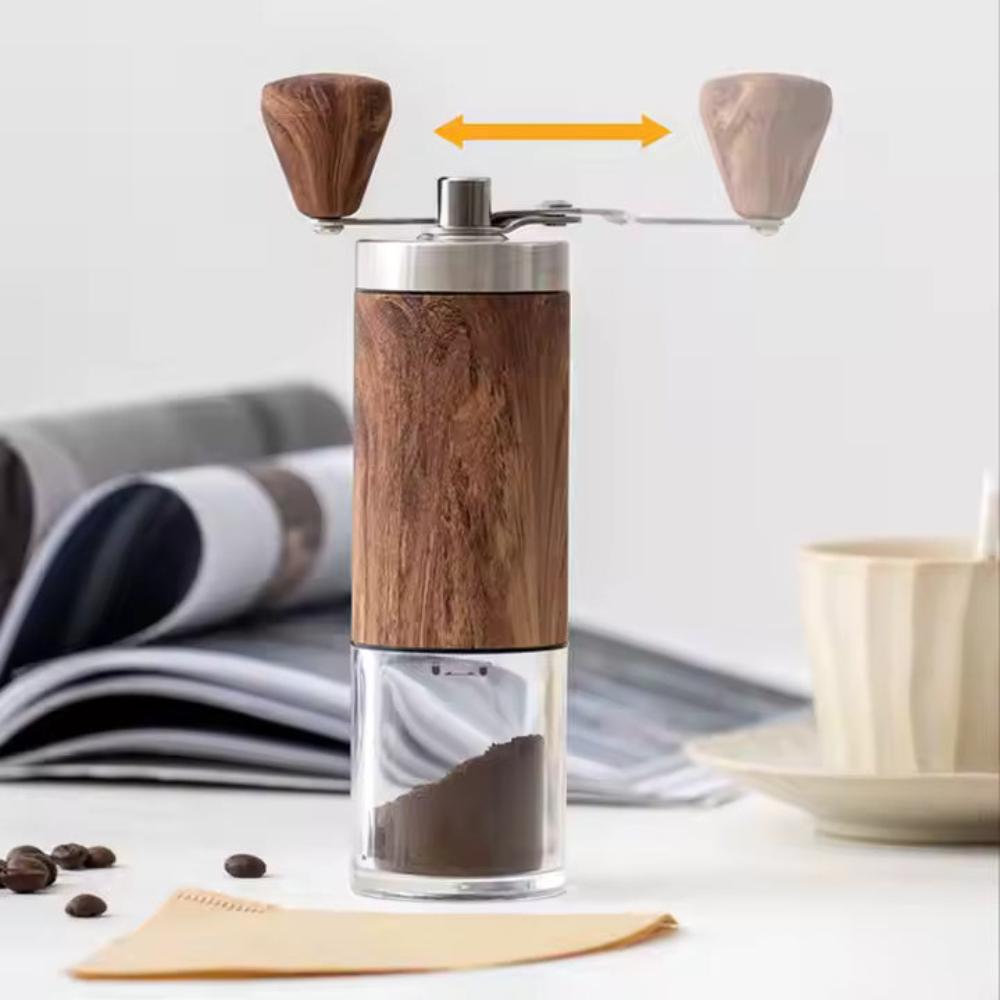 Portable Hand Coffee Mill with Wooden Design