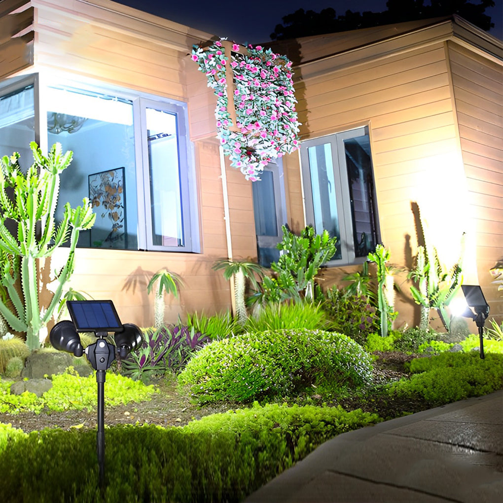 Solar Lawn Lights with LED Motion Sensor - Waterproof Dual Pack