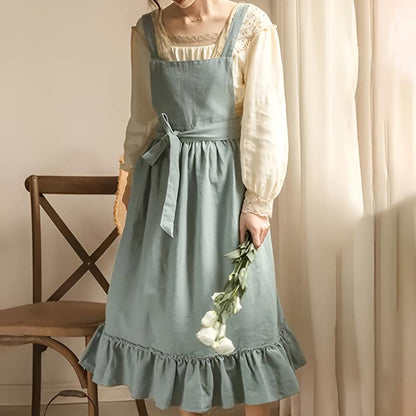 Chic Tiered Linen Kitchen Apron