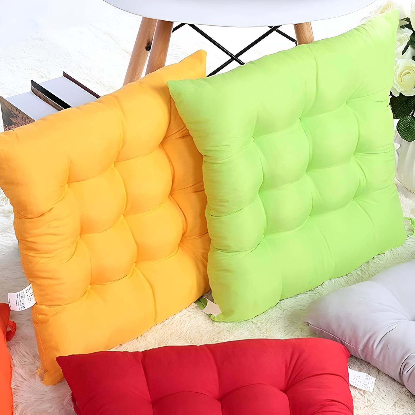 Colorful Comfort Cushions with Button Detailing