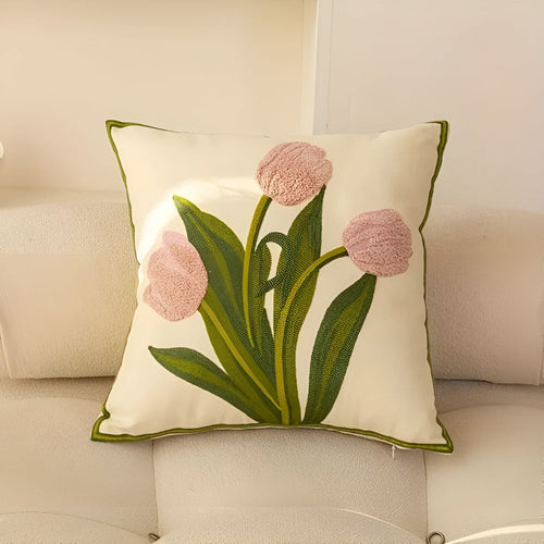 Charming Floral Cotton Throw Pillow Cover