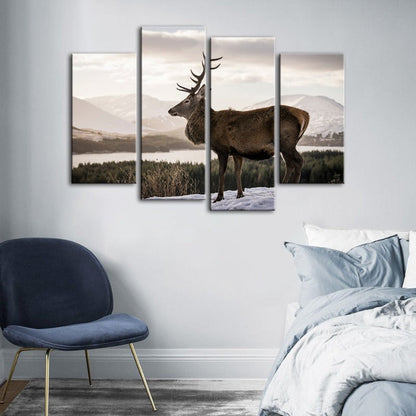 Tranquil Winter Stag - 4 Piece Canvas Art Set