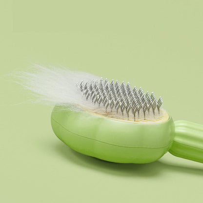 Effortless Pet Grooming Brush with Self-Cleaning Feature