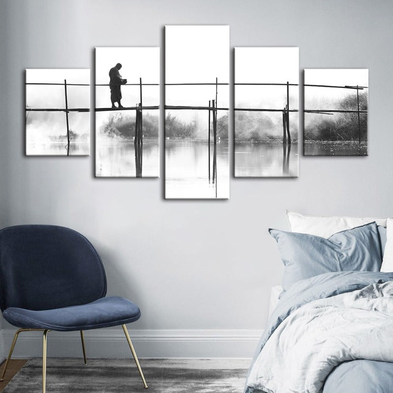 Tranquil Waterscape - 5 Panel Canvas Artwork