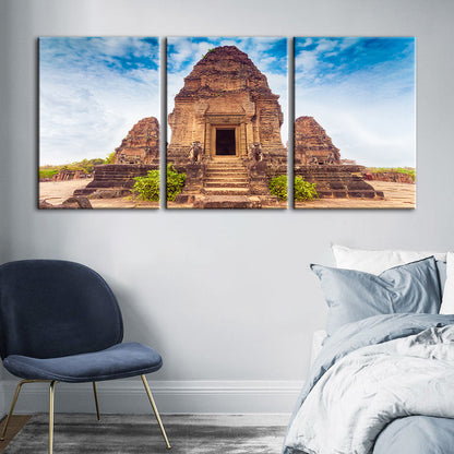 3-Piece Canvas Art Set - Ancient Temple Wall Decor