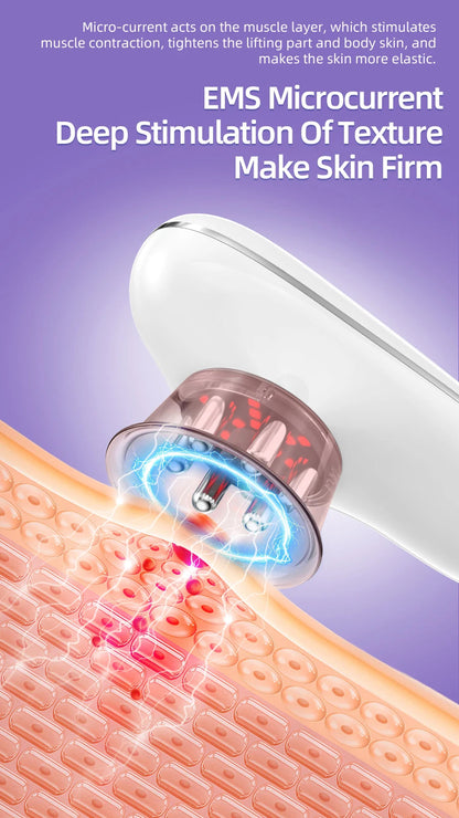 Microcurrent Suction Therapy Device with LED Light - Square & Round Cups, Auto-Off