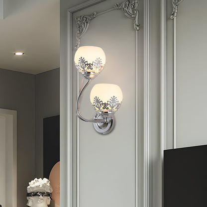 Simple European Style Wall Sconces with 2-Light Glass Flower Design