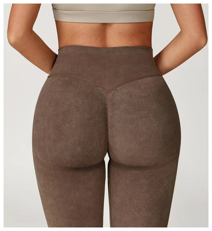 High-Waisted Ribbed Workout Leggings for Women | Seamless Stretch Fit