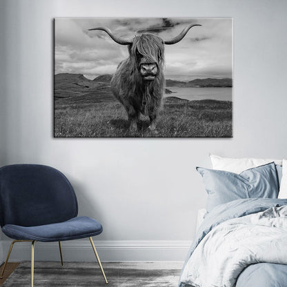 Canvas Wall Art Featuring Black and White Cow Design