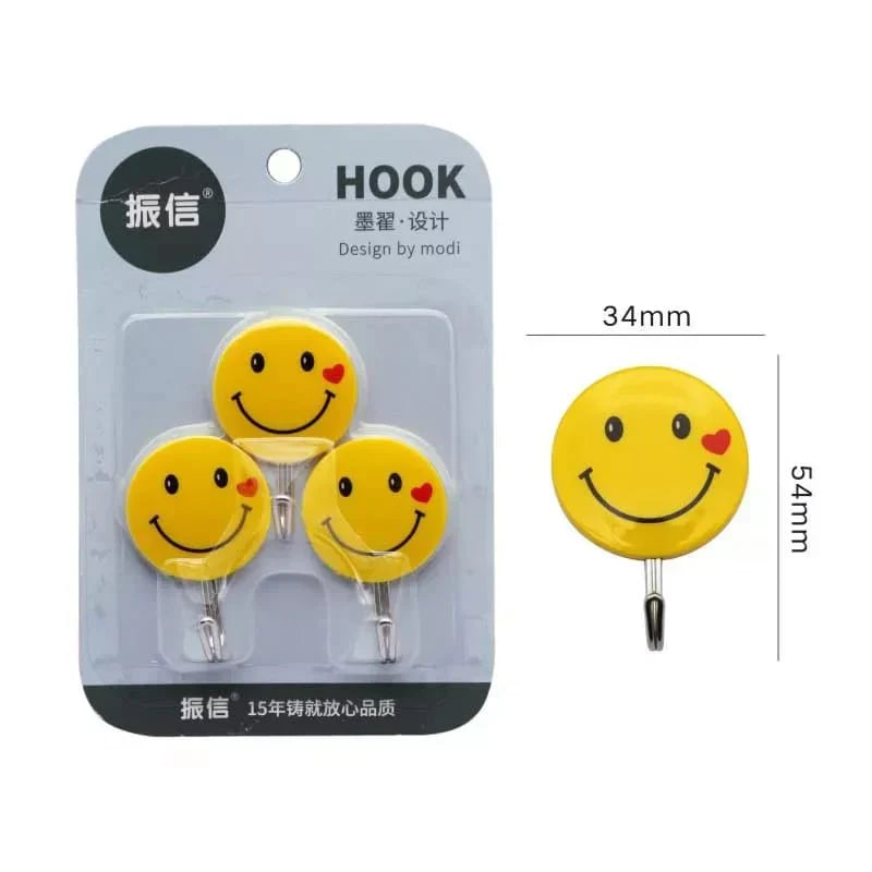 Set of 3 Fun Emoji Wall Hooks - Strong Adhesive Design