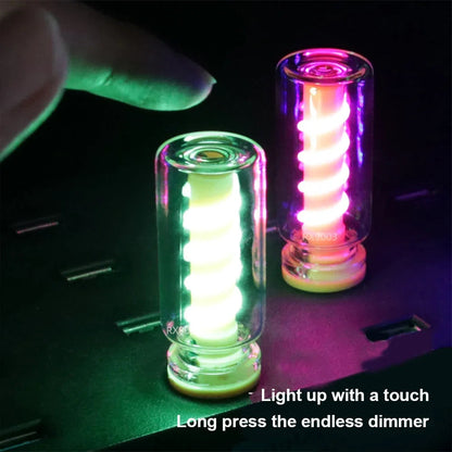 Portable Touch-Dimmable LED Filament Mini Glass Lamp with USB Ambient Light – Perfect for Car, Bedroom & Travel