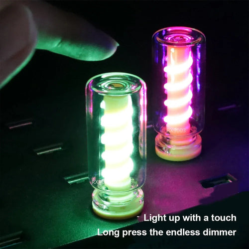 Portable Touch-Dimmable LED Filament Mini Glass Lamp with USB Ambient Light – Perfect for Car, Bedroom & Travel