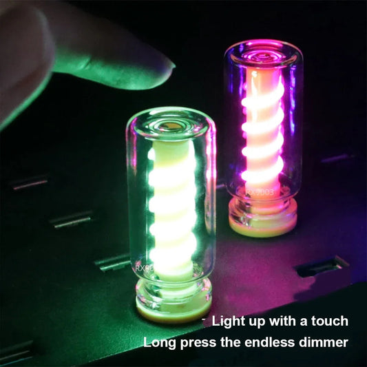 Portable Touch-Dimmable LED Filament Mini Glass Lamp with USB Ambient Light – Perfect for Car, Bedroom & Travel