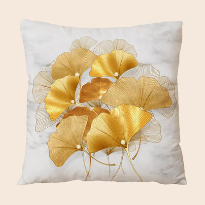 Soft and Cozy Cushion Cover with Ginkgo Leaf Design | 45×45 cm