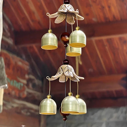 Double Bell Wind Chime | Metal Pendant | Home & Garden Decor | Hanging Brass Bell