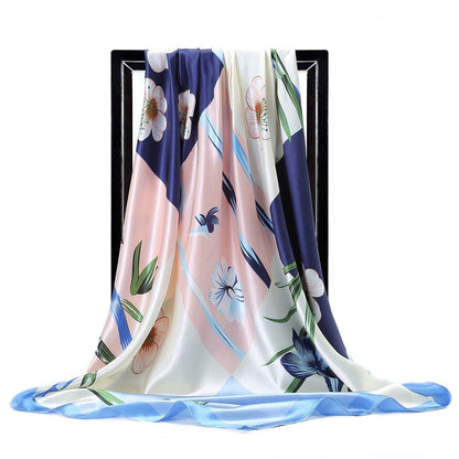 Large Square Simulation Silk Scarf – Versatile Fashion Accessory