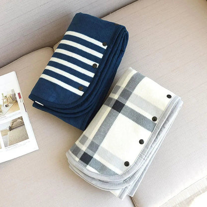 Portable Fleece Blanket Poncho & Scarf Set | Soft, Warm, Stylish Checkered Design