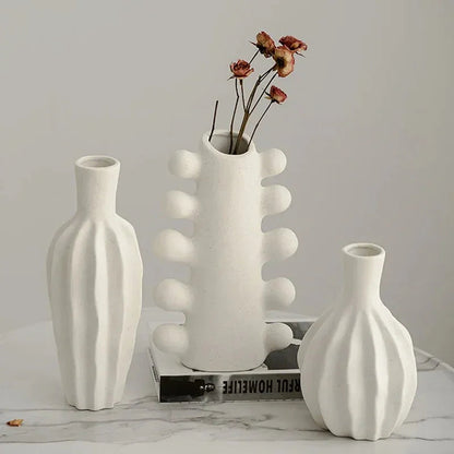 Textured Ceramic Vase for Decorative Chrysalis Flower Arrangement
