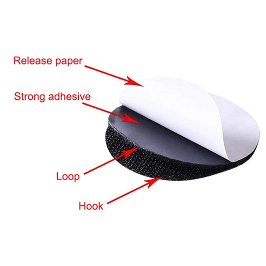 Self-Adhesive Mounting Discs with Hook and Loop | Waterproof & Reusable | 10 Pairs Ø 4 cm