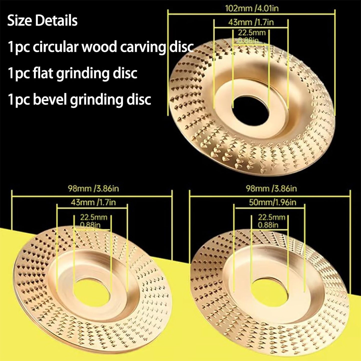 3-Piece Wood Shaping Disc Set for Angle Grinders | Steel for Carving, Shaping & Smoothing