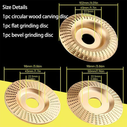 3-Piece Wood Shaping Disc Set for Angle Grinders | Steel for Carving, Shaping & Smoothing
