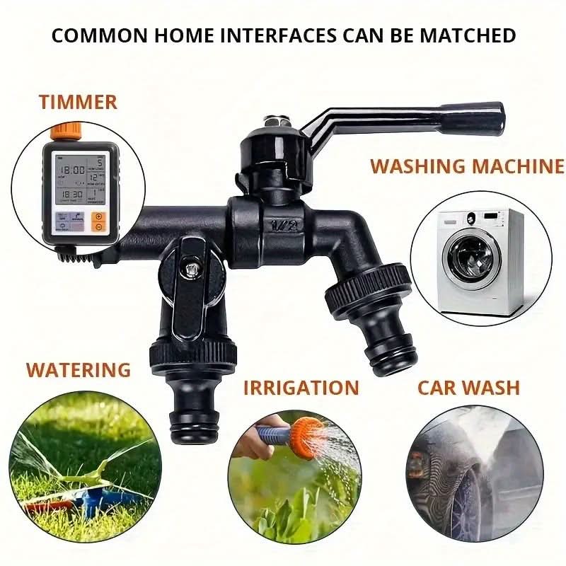 Durable Dual Connector Valve for Garden Irrigation