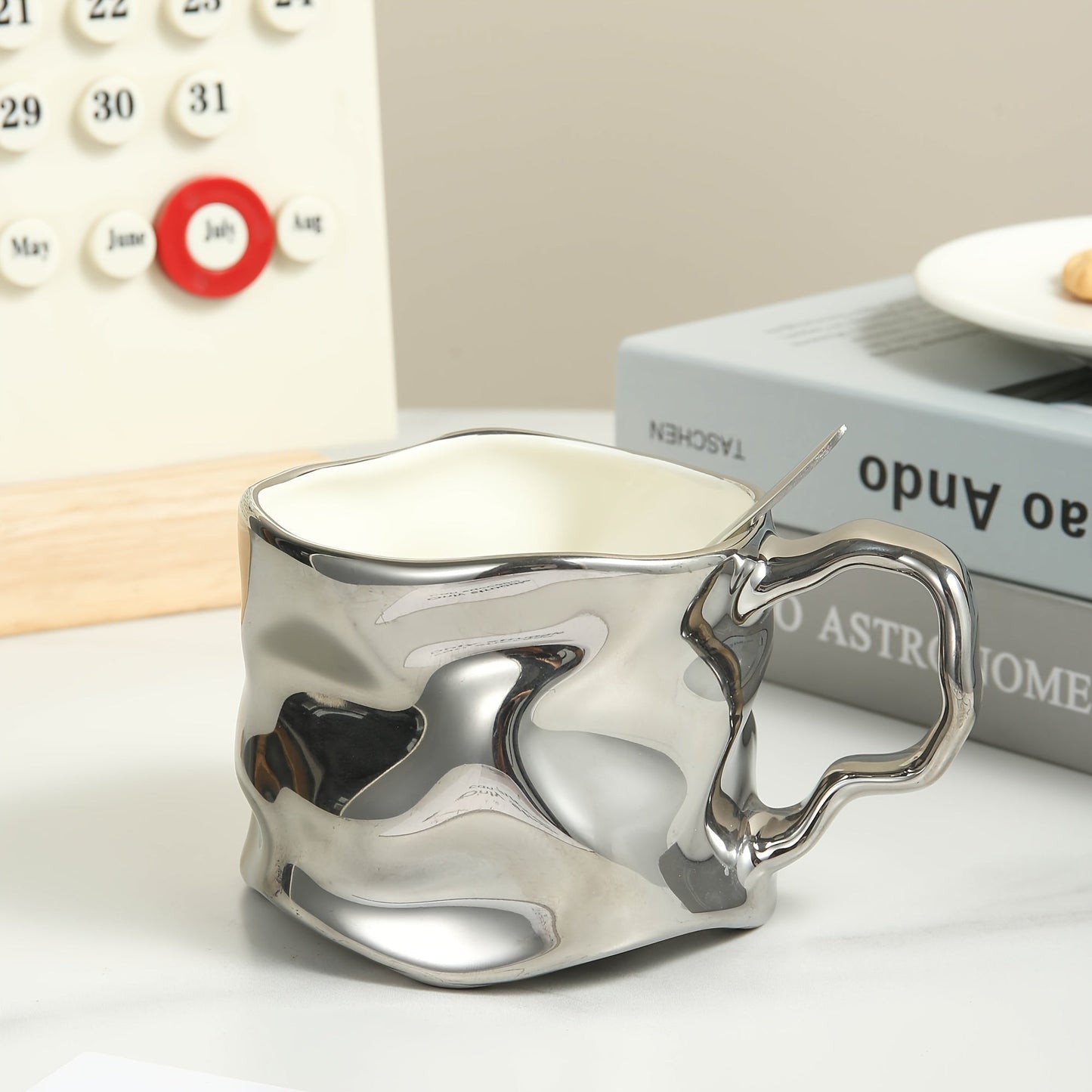 Handcrafted Ceramic Coffee Mug with Distinct Crinkled Pattern