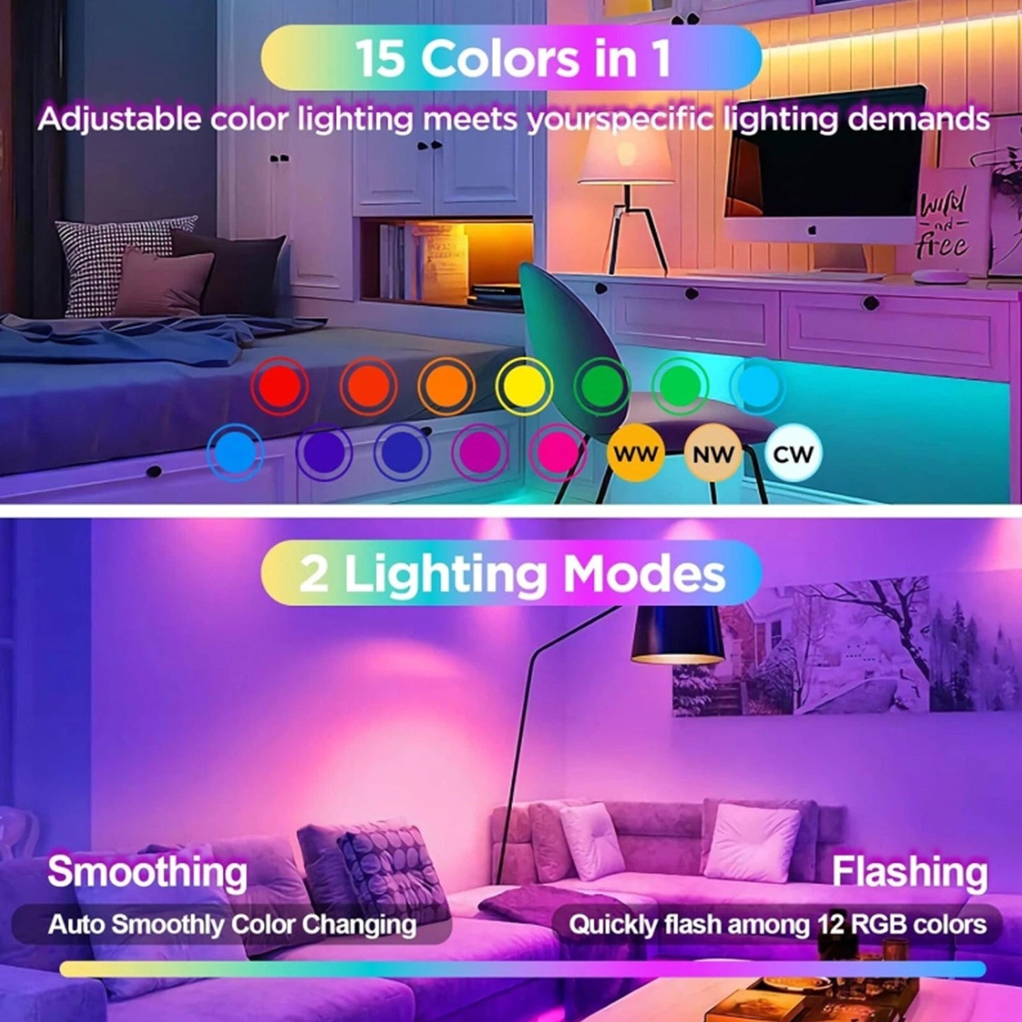 Get 1 Free | Brighten Any Space Instantly with 15 Color Options