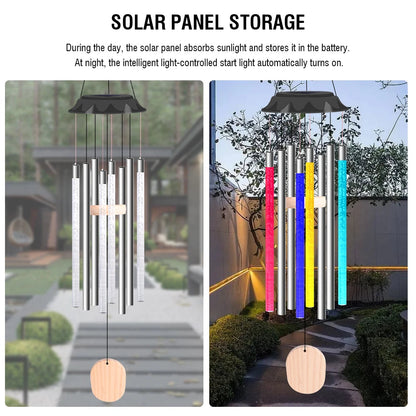 Solar-Powered LED Wind Chime – Color Changing, IP65 Waterproof Garden Decor