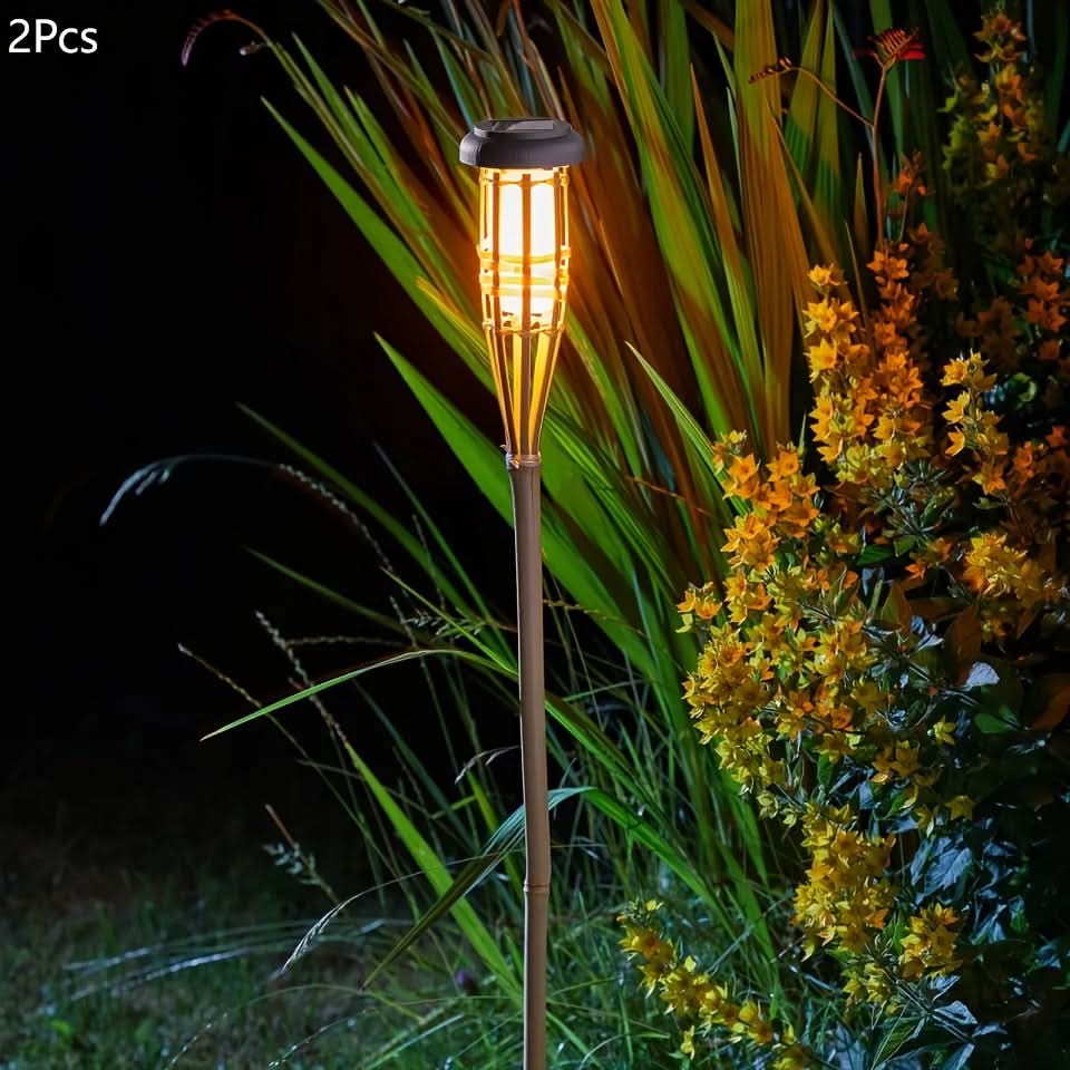 Outdoor Solar Lawn Light – Bamboo Torch Style
