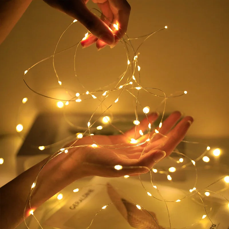 Battery-Operated LED String Lights | 1–2 m Length | Various Colors & Modes | Holiday and Party Decor