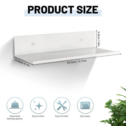 Floating Metal Wall Shelf - Space-Saving Storage Unit 30/40/50 cm for Bathroom, Kitchen & Bedroom