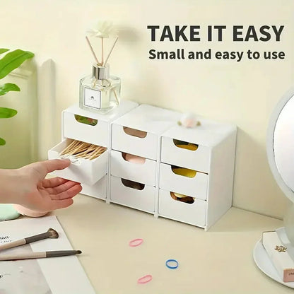 3-Tier Cosmetic Storage Organizer | Plastic Drawer Box | Jewelry and Office Supply Organizer