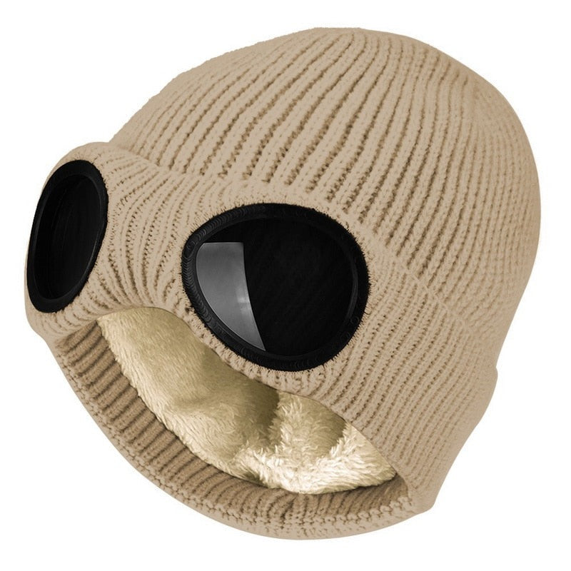 Windproof Stylish Headgear with Removable Goggles for Warmth