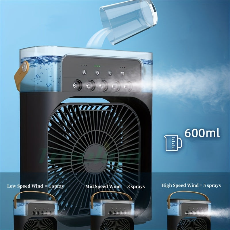 Portable USB Rechargeable 600ml Spray Fan - 2V Humidifier with 3 Speeds