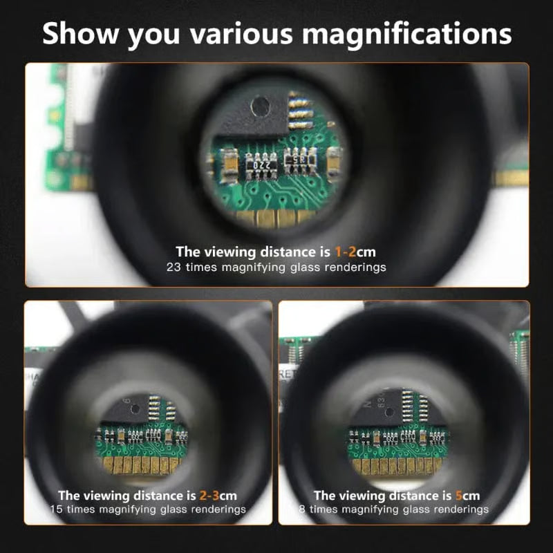 Hands-Free Magnifier with LED Light for Precision Tasks