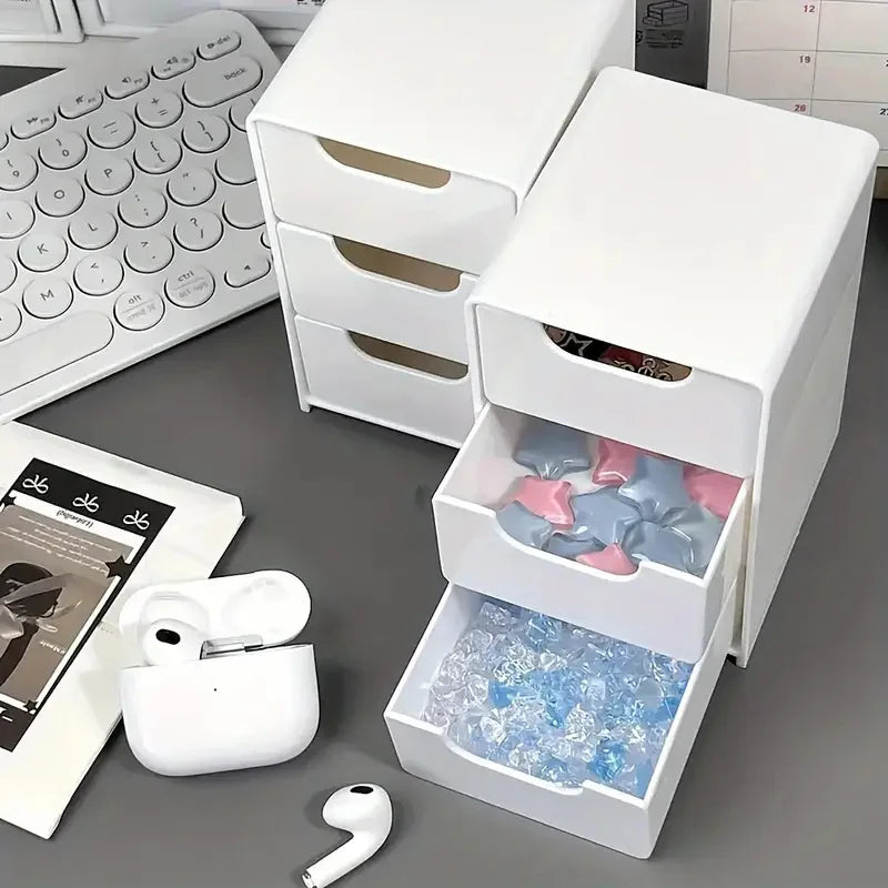 3-Tier Cosmetic Storage Organizer | Plastic Drawer Box | Jewelry and Office Supply Organizer