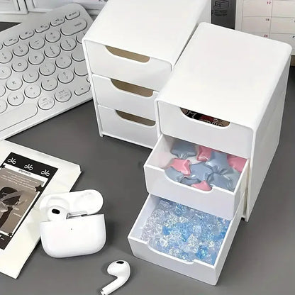 3-Tier Cosmetic Storage Organizer | Plastic Drawer Box | Jewelry and Office Supply Organizer