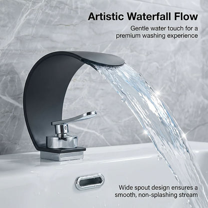 Mirror Basin Faucet with Waterfall Stream Design