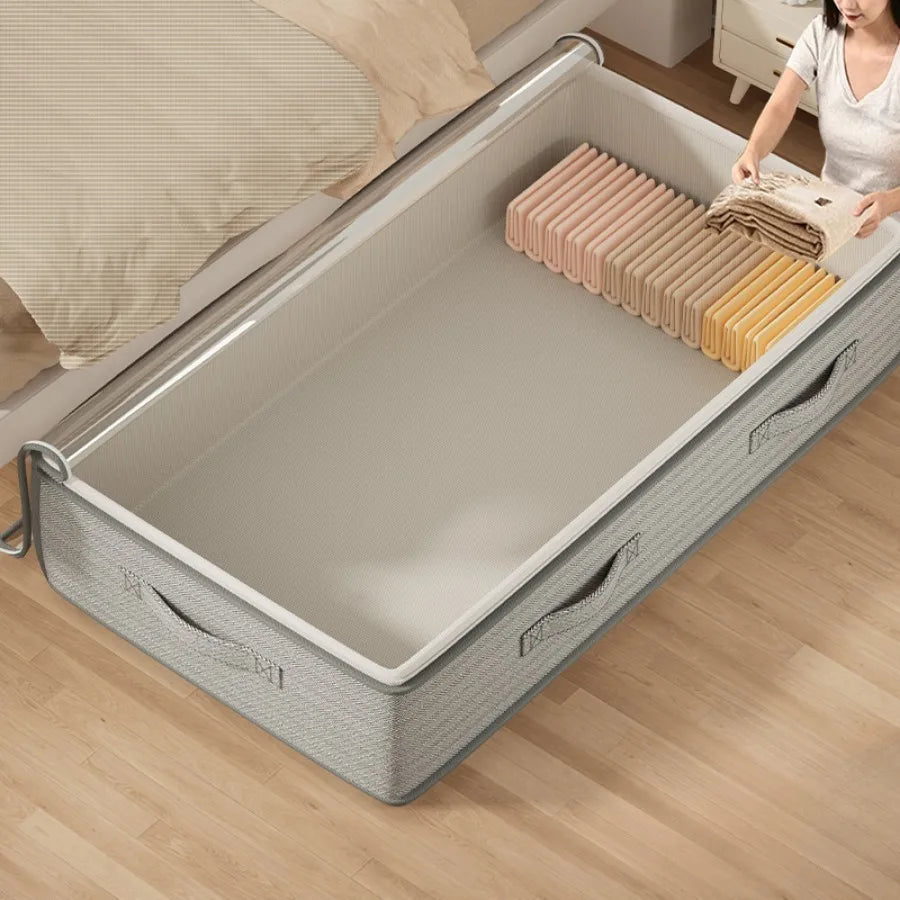 Underbed Storage Organizer - Foldable Container with Handles - Large Fabric Solution for Clothes, Blankets & Bedding - Gray