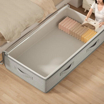 Underbed Storage Organizer - Foldable Container with Handles - Large Fabric Solution for Clothes, Blankets & Bedding - Gray